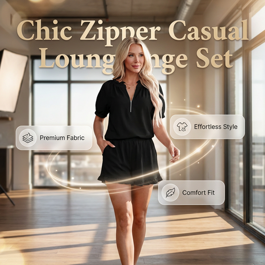 📢📢40% OFF⏰2026 Summer Women 2-Piece Ribbed Knit Outfit, Half-Zip Pocket Top & High Waist Ruffle Mini Skirt👍👗