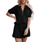 📢📢40% OFF⏰2026 Summer Women 2-Piece Ribbed Knit Outfit, Half-Zip Pocket Top & High Waist Ruffle Mini Skirt👍👗