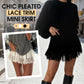 🌸 50% OFF NOW! 🌸Chic Pleated Lace Trim Mini Skirt