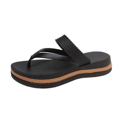 👡 50% OFF NOW! 🌸 Premium Platform Flip-Flops | Chic Woven Strap Summer Sandals | Thick Sole & Cushioned Footbed Beach Footwear