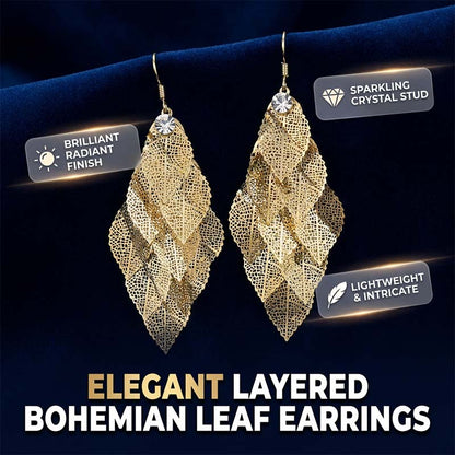 ⏳Limited-time 50% off⏰Women's Elegant Cascading Hollow Leaf Earrings👂🍃