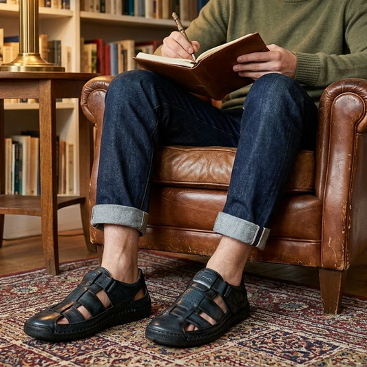 🎁2026 New Arrivals 50% OFF💥Men's Closed-Toe Beach Sandals – Breathable, Cushioned, Hook-and-Loop 🌊