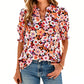 🌸 50% OFF NOW! 🌸Women's Boho V-Neck Puff Sleeve Blouse | Floral Print Dressy Casual Top for Office & Weekend Wear