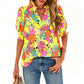 🌸 50% OFF NOW! 🌸Women's Boho V-Neck Puff Sleeve Blouse | Floral Print Dressy Casual Top for Office & Weekend Wear