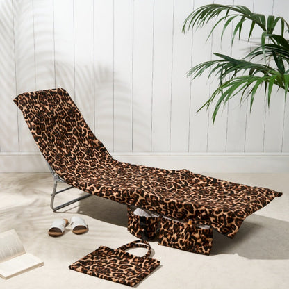 🔥🏖️HOT FLASH DEAL ALERT🔥2-in-1 Beach Chaise Lounge Cover with Side Pockets🐆🍒