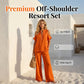 👗 LIMITED-TIME 50% OFF! ✨ Linen Cold Shoulder Set – Zip V-Neck, Wide Leg, Frayed Hem ☀️