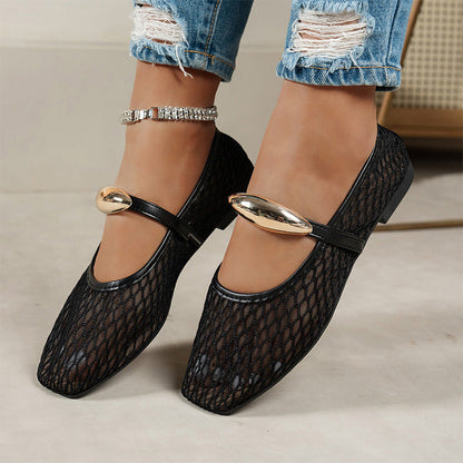 👡 LIMITED-TIME 50% OFF! ✨ Women's Mesh Mary Jane Flats – Breathable, Metallic Accent, Slip-On ☀️