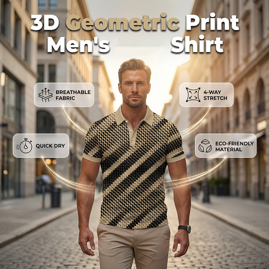 👔 LIMITED-TIME 50% OFF! 💥 Men's Geometric Print Collared Shirts – Muscle Fit, Breathable, Fade Resistant ✨