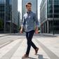 👔 LIMITED-TIME 50% OFF! 💥 Men's Modern Fit Windowpane Shirt – Contrast Details, Button-Down Collar, Premium Blend ✨