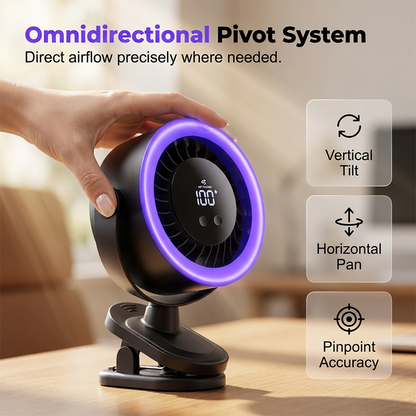 🌬️ USB Wall-Mountable Turbo Fan Digital Display Strong-Grip Clamp 💤 Ultra-Quiet Nighttime Cooling Omnidirectional Pivot 50% OFF Today