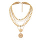 Multi Layered Coin Pendant Necklace for Women