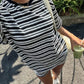 👚 50% OFF NOW! 🌸 American Vintage 2-Piece Set – Striped Tee & High Waist Shorts – Soft, breathable & relaxed fit – perfect for summer days or casual outings 🩳✨