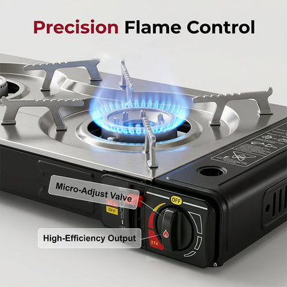 🔥 50% OFF NOW! 🍳 Portable Dual Burner Butane Stove – Lightweight & piezo ignition – Perfect for camping, tailgating or outdoor cooking – compact and easy to carry ⛺✨