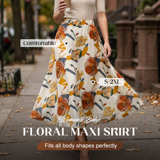 📢📢50% OFF !! ⏰Women's Boho Floral Maxi Skirt