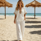 ⏳Limited-time 50% off⏰Women’s V-Neck Top and Wide Leg Trousers Set👚👖
