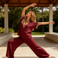 ⏳Limited-time 50% off⏰Women’s V-Neck Top and Wide Leg Trousers Set👚👖