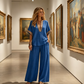 ⏳Limited-time 50% off⏰Women’s V-Neck Top and Wide Leg Trousers Set👚👖