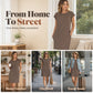 👗 LIMITED-TIME 50% OFF! ✨ Women's Crew Neck Solid Color Dress – Cotton Blend, Cap Sleeves, Relaxed Fit 🌸