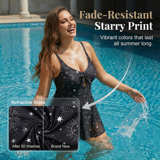 🩱50% OFF NOW! ☀️Swimdress Starry Print Swimsuit