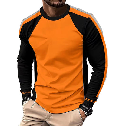 👕 LIMITED-TIME 50% OFF! ✨ Crewneck Color Block Long Sleeve T-Shirt – High-Contrast, Breathable, Athletic Fit 🔥