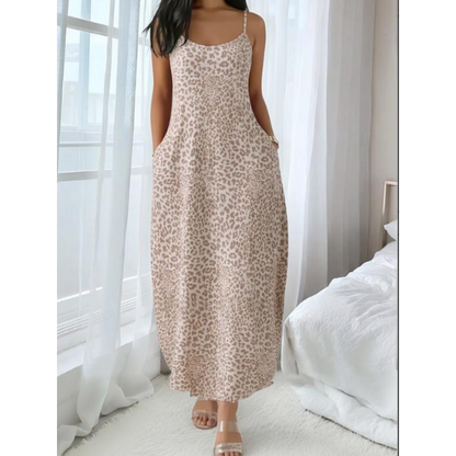 👗New Arrival 50% OFF🐆Women's Leopard Print Spaghetti Strap Maxi Dress