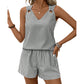 Women Summer Striped Sleeveless Vest Set
