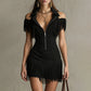 Women's Vintage Faux Suede Fringe Dress