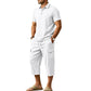 🎁 LIMITED TIME 50% OFF! 👕 Men Summer Linen Set – Loose Shirt & Cargo Shorts Two Piece Outfit 💥
