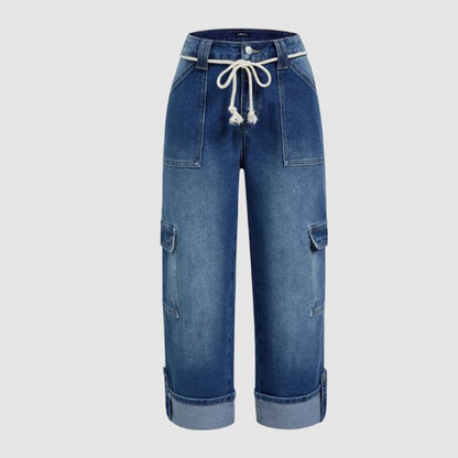 👖 Women’s Wide-Leg Cargo Pants – Spacious Side Pockets, Relaxed Silhouette & Adjustable Waist ✨