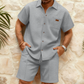 🎁2026 New Arrivals 50% OFF💥Men's Waffle Knit Short Sleeve Shirt & Shorts Set