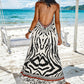 🌸Limited Sale 50% OFF🌸Women's Animal Print Backless Halter Maxi Dress