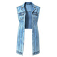 🎉 2026 Sale — Over 24,000 Sold! 💞 Women Sleeveless High Slit Denim Vest Dress Longline Jean Jacket