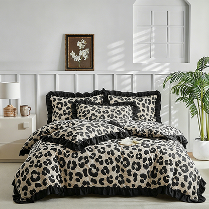 🐆 50% OFF NOW! 🛌 Leopard Print Ruffled Duvet Cover Set – Soft fabric, chic ruffle detail & vibrant print – Perfect for a bold, cozy bedroom makeover ✨