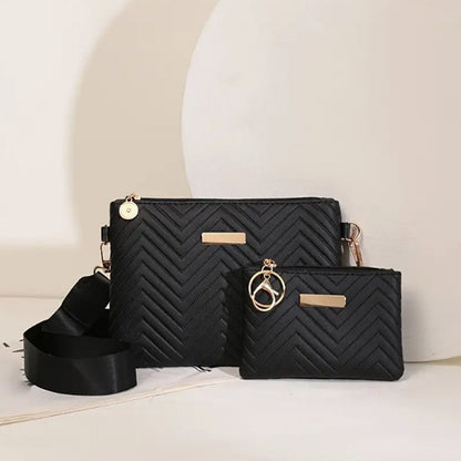 👜 50% OFF NOW! 🌊 Women Wave Embossed Crossbody Bag Set – Wide strap, commuter-friendly & matching pouch – Stylish & practical for daily use ✨