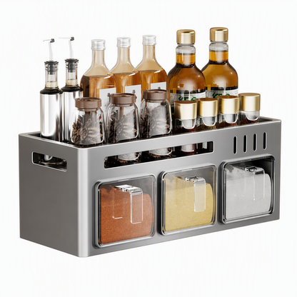 🧂 Save 50%! 🍳 Wall-Mounted Spice Rack – No-drill, with jars & spoons ✨