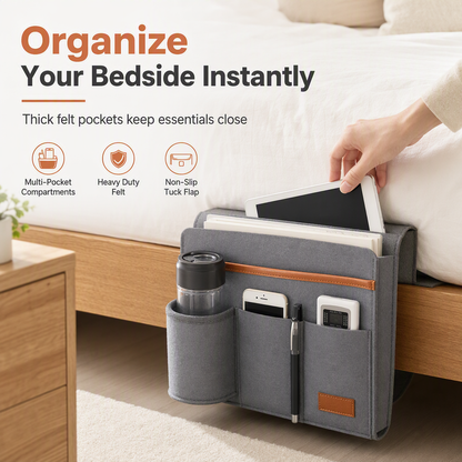 📢📢50% OFF !! ⏰Minimalist Felt Bedside Organizer Bag Hanging Pocket Caddy for Student Dormitory Storage 1 Pack