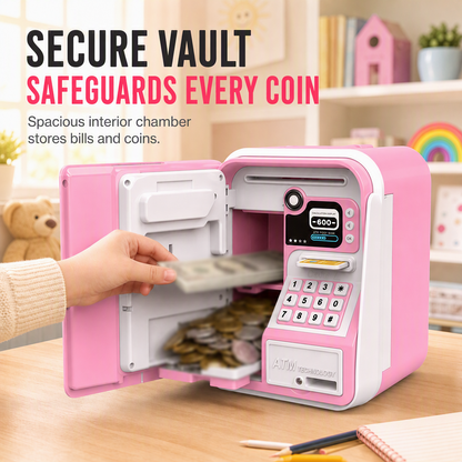 🏦 50% OFF! ✨ Electronic Kids ATM Money Saving Box – Smart Piggy Bank with Simulated Fingerprint Unlock, Automatic Bill Roll-In Feeder & Secure Vault Chamber – Interactive Savings Fun for Kids 💰