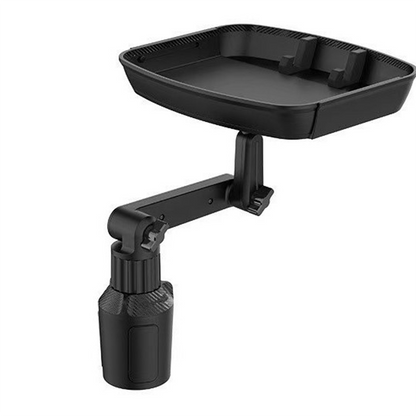 🚗 Car Cup Holder Tray: 360° Swivel, Extendable Surface, Phone Slot, Tool-Free Install
