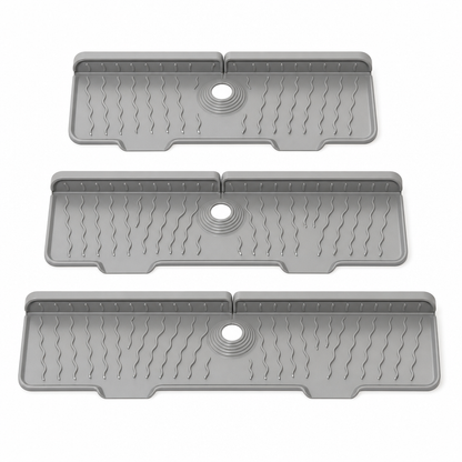 💧 Food Grade Silicone Faucet Splash Guard Mat – Cuttable & Thickened, Sloped Draining Pad | No More Splash or Wet Countertops