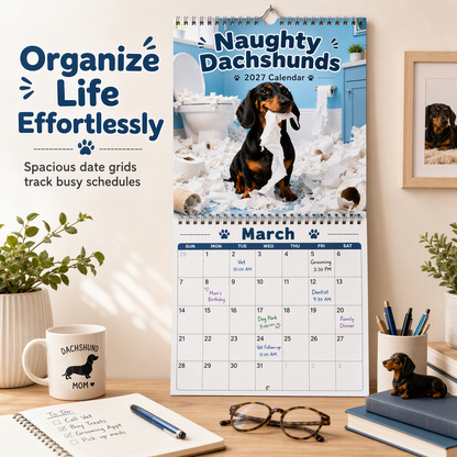 🐶 Save 50%! 🗓️ Naughty Dachshunds Calendar – Cute & wall-ready ✨