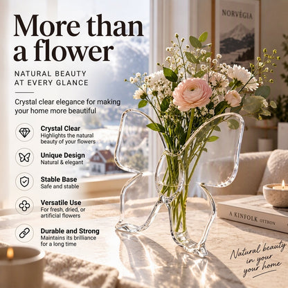 🦋 Transparent Butterfly Vase – crystal-clear plastic with a stable base. Perfect for flowers, table decor and gifting! ✨💐