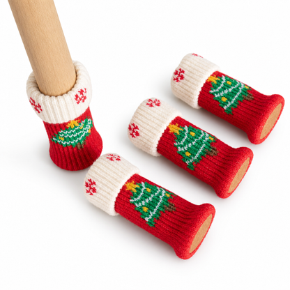 🌸 50% OFF NOW! 🌸Christmas Knitted Chair Leg Covers with Felt Pads Non Slip Thickened Table Feet Socks Floor Protectors 4-Piece Set