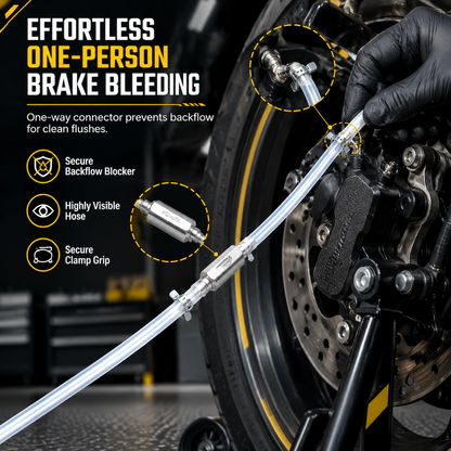 📢📢50%  OFF !! ⏰ Motorcycle Hydraulic Brake Bleeder Tool – One-Way Valve & Fluid Extraction Hose Kit 🏍️