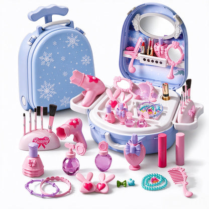 🔥50% OFF!!📢👑 Girls' Vanity Toy Set with Dolls & Beauty Accessories – Pretend Play Fun for Little Ones 🎀✨