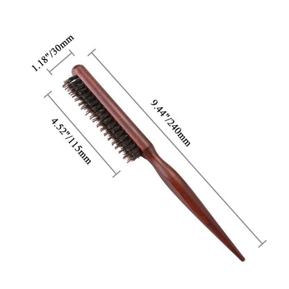 📢📢 50% OFF💁 Bristle Styling Brush – Wooden Rat-Tail Handle for Precise Parting, Smoothing & Root Volume