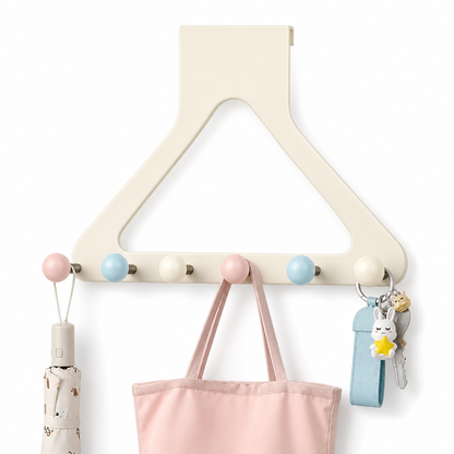 Cream Over the Door Hook Organizer Rack Heightened and Reinforced Punch Free Heavy Duty Coat Hat and Bag Hanging Rack for Bedroom