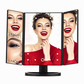 Three-Panel Makeup Mirror with Lighting
